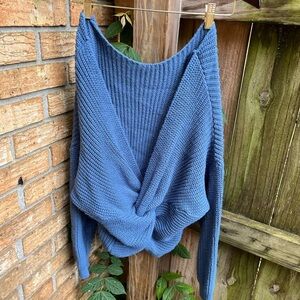 PrettyLittleThing Cross Back Blue Sweater